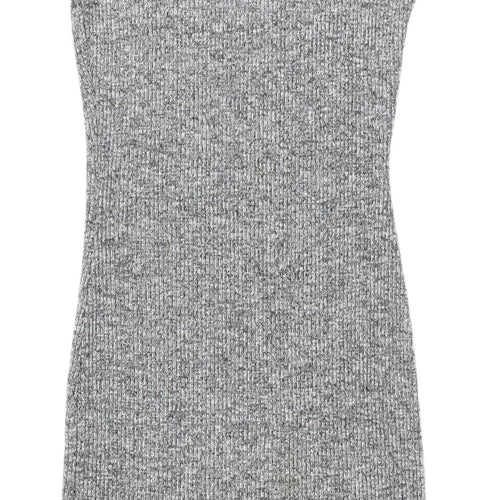 Lipsy London Grey Bodycon Midi Dress, Size 12, Cowl Neck