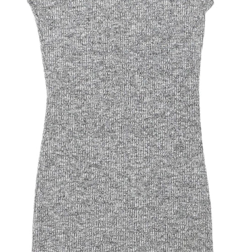 Lipsy London Grey Bodycon Midi Dress, Size 12, Cowl Neck