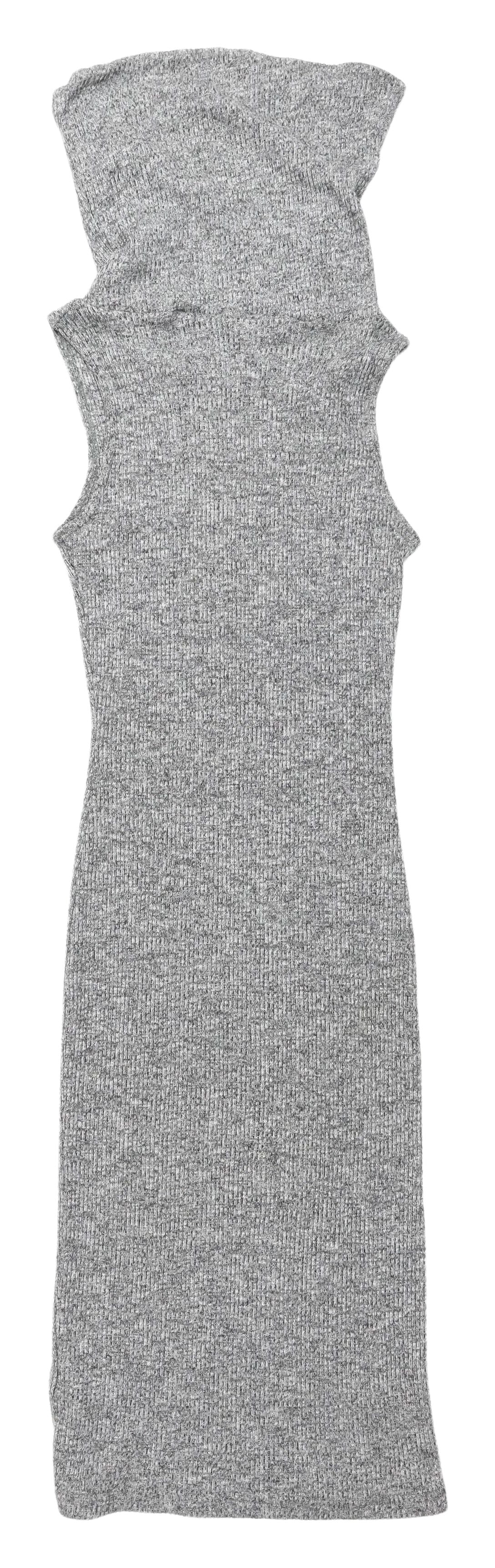 Lipsy London Grey Bodycon Midi Dress, Size 12, Cowl Neck