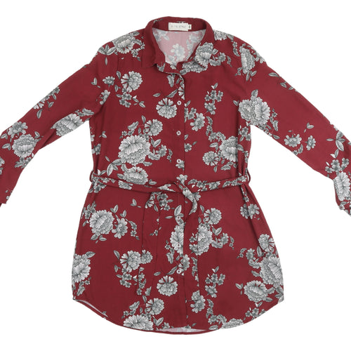 In the Style Women's Red Floral Shirt Dress