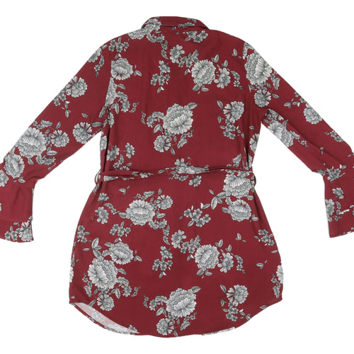In the Style Women's Red Floral Shirt Dress