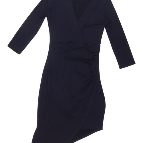 Boohoo Women's Black Asymmetric Wrap Dress Size 8