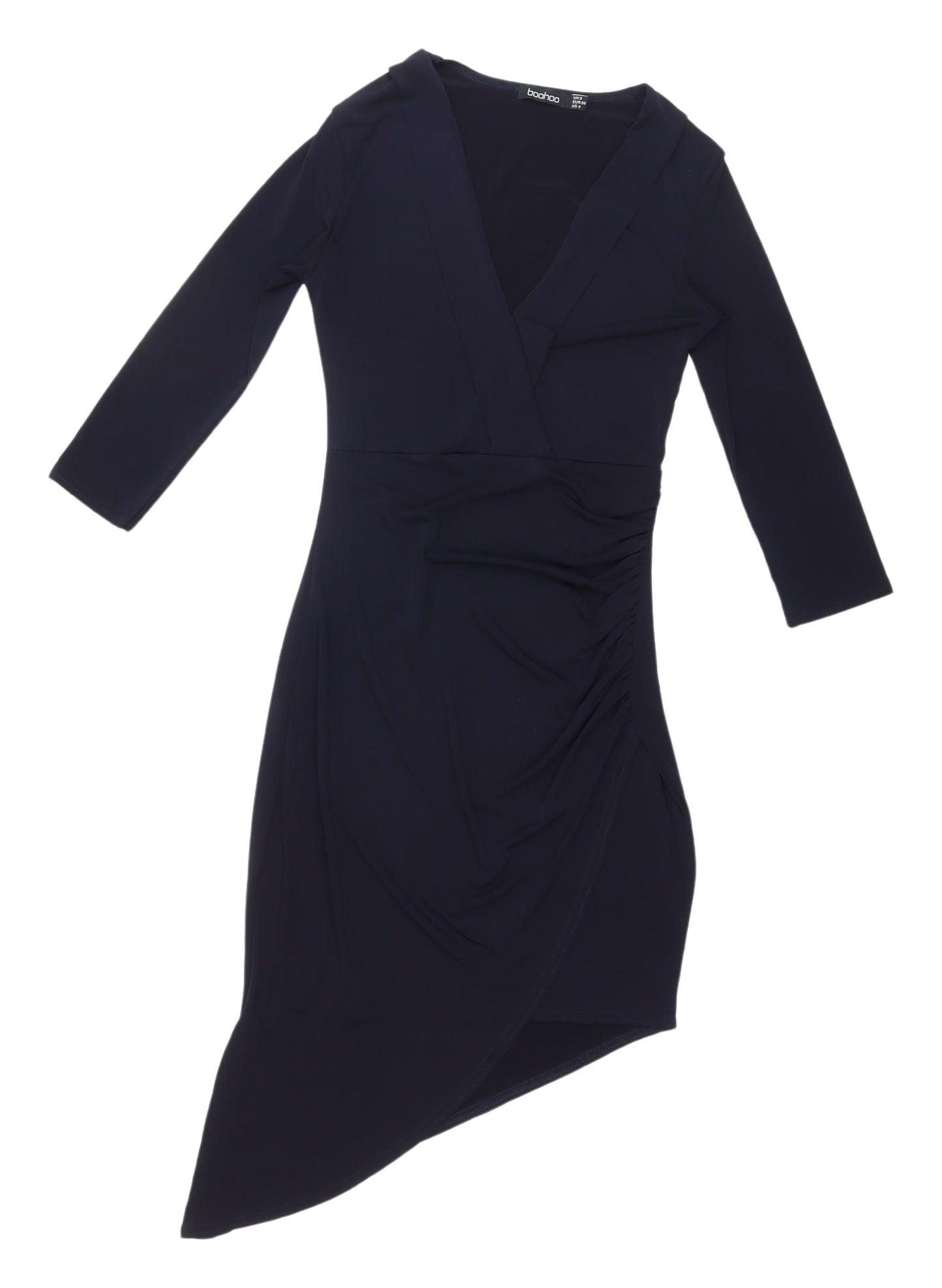 Boohoo Women's Black Asymmetric Wrap Dress Size 8