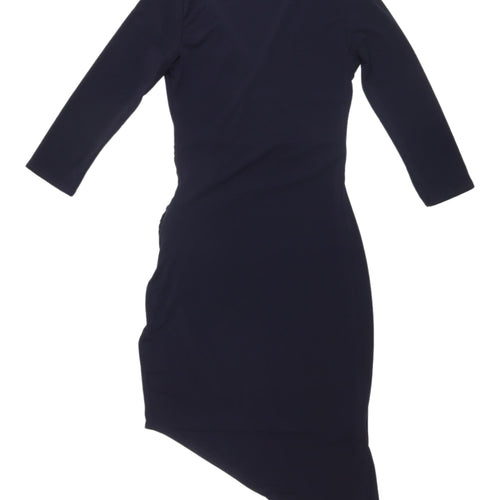 Boohoo Women's Black Asymmetric Wrap Dress Size 8