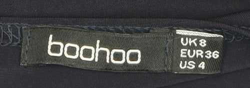 Boohoo Women's Black Asymmetric Wrap Dress Size 8