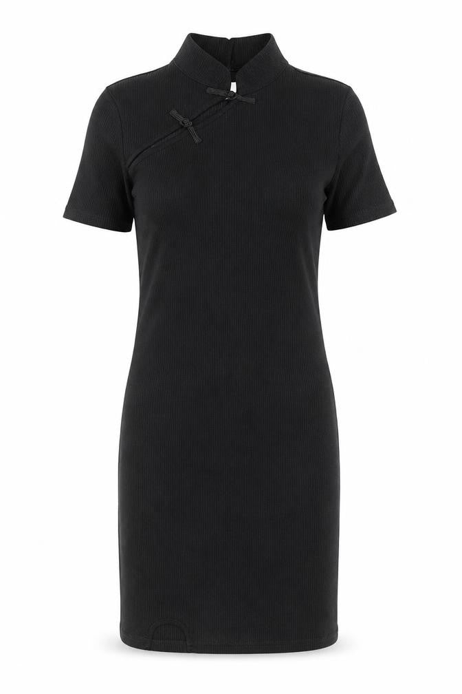 Front view of DAZY Women's Black High Neck Knit Dress - M