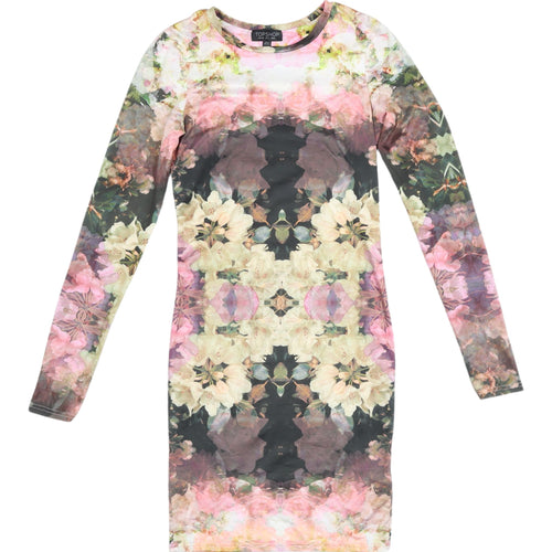 Topshop Floral Bodycon Dress Multicoloured UK 6