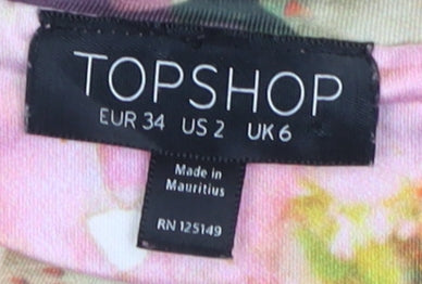 Topshop Floral Bodycon Dress Multicoloured UK 6