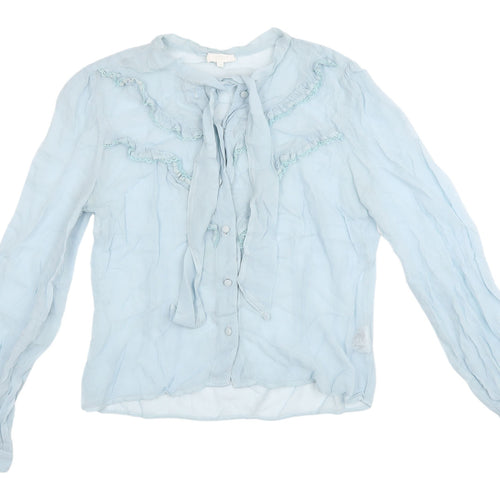 Ghost London Women's Blue Ruffle Blouse M