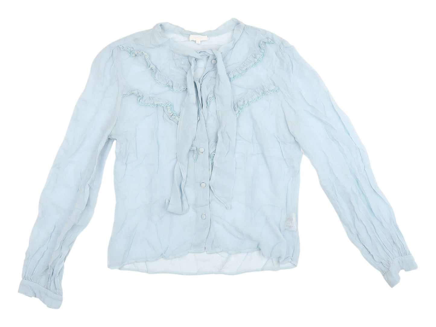 Ghost London Women's Blue Ruffle Blouse M