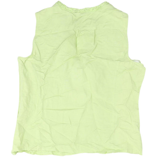 Just Elegance Green Linen Blend Sleeveless Blouse UK 16