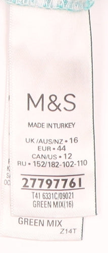 Marks and Spencer Women's Green Floral T-Shirt