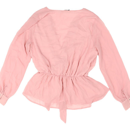 Select Women's Pink Wrap Blouse, Size 16, Long Sleeve