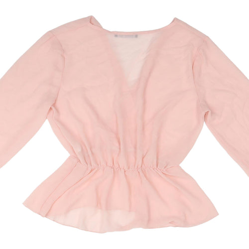 Boohoo Women's Pink Wrap Blouse - Size 14