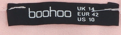 Boohoo Women's Pink Wrap Blouse - Size 14