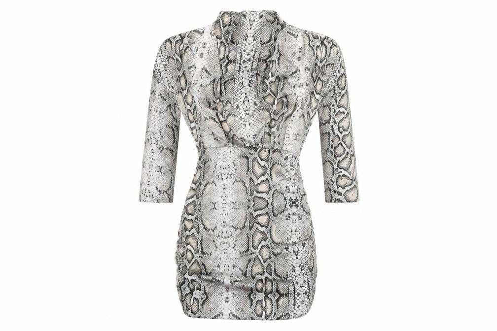 I Saw It First Womens Grey Animal Print Dress S