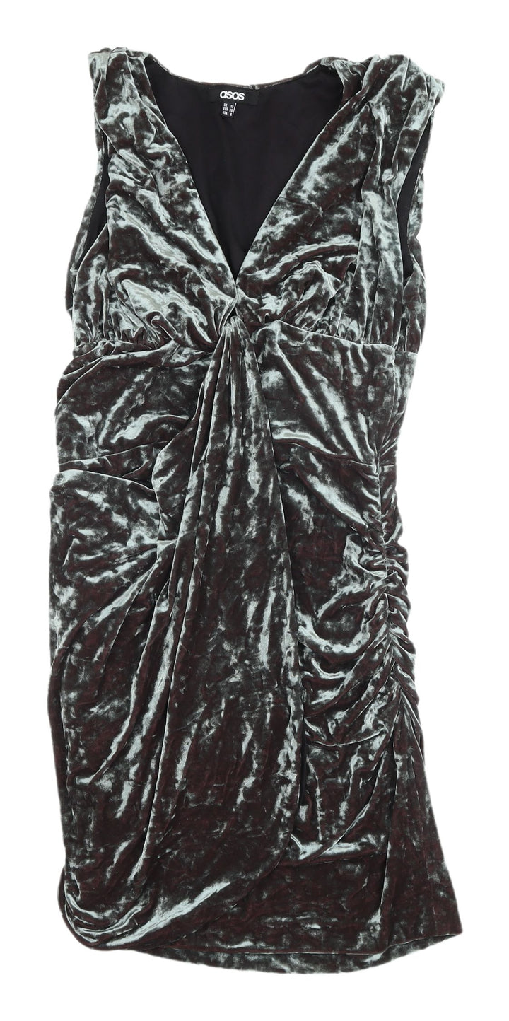 ASOS Women’s Grey Velvet Bodycon Dress Size 10