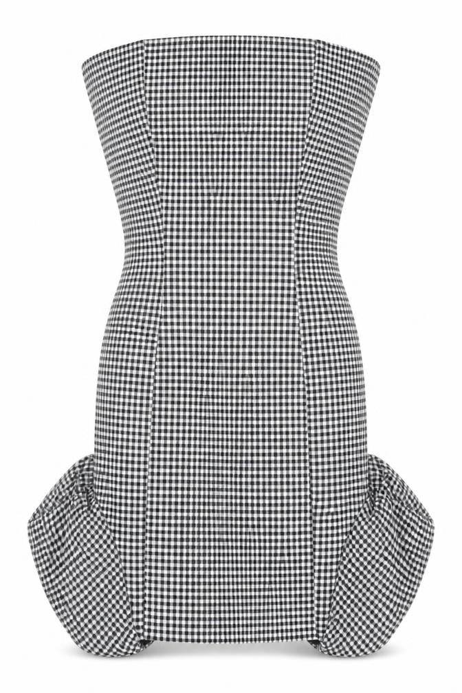 Front view of Zara Women's Black Gingham Pencil Dress M