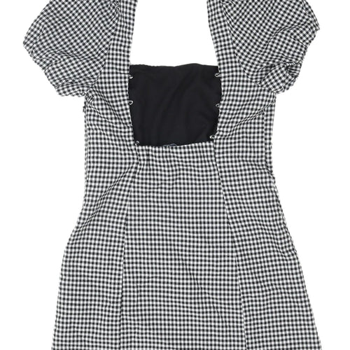 Zara Women's Black Gingham Pencil Dress M