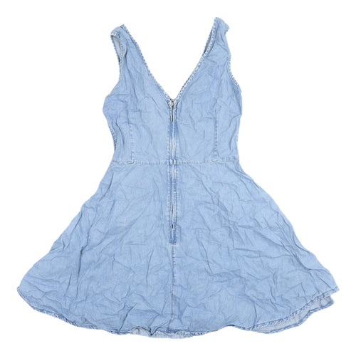 Topshop Women's Blue Fit & Flare Denim Dress Size 8