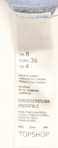 Topshop Women's Blue Fit & Flare Denim Dress Size 8