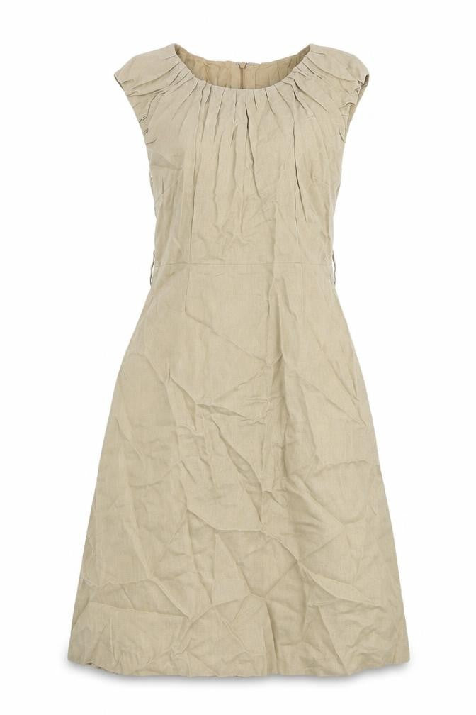 Front view of Laura Ashley Women Beige Shift Dress, size 8