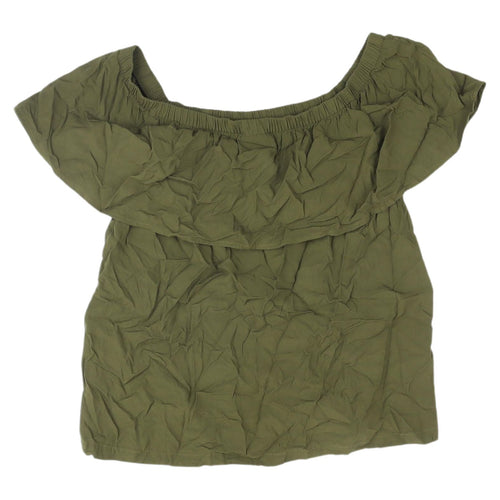 VILA Women's Green Off-Shoulder Blouse Size 10