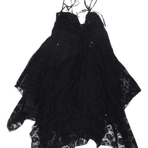 Lipsy Black Lace Party Dress, Women's M, Asymmetric Style