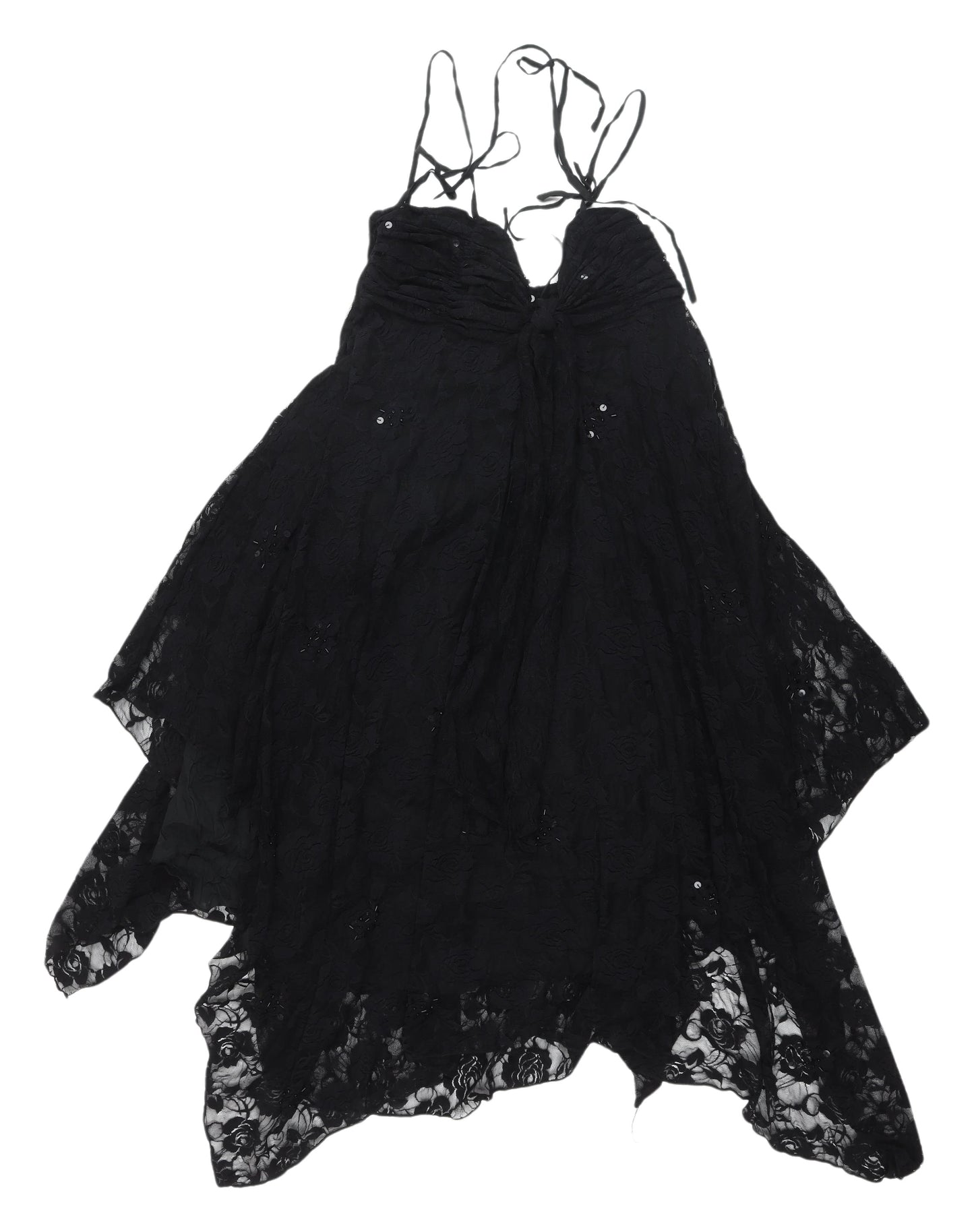 Lipsy Black Lace Party Dress, Women's M, Asymmetric Style