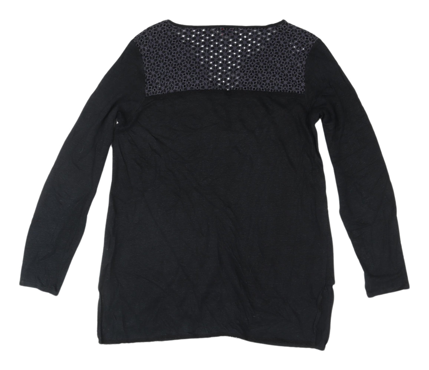 Wrap Women's Black Linen V-Neck Long Sleeve Blouse