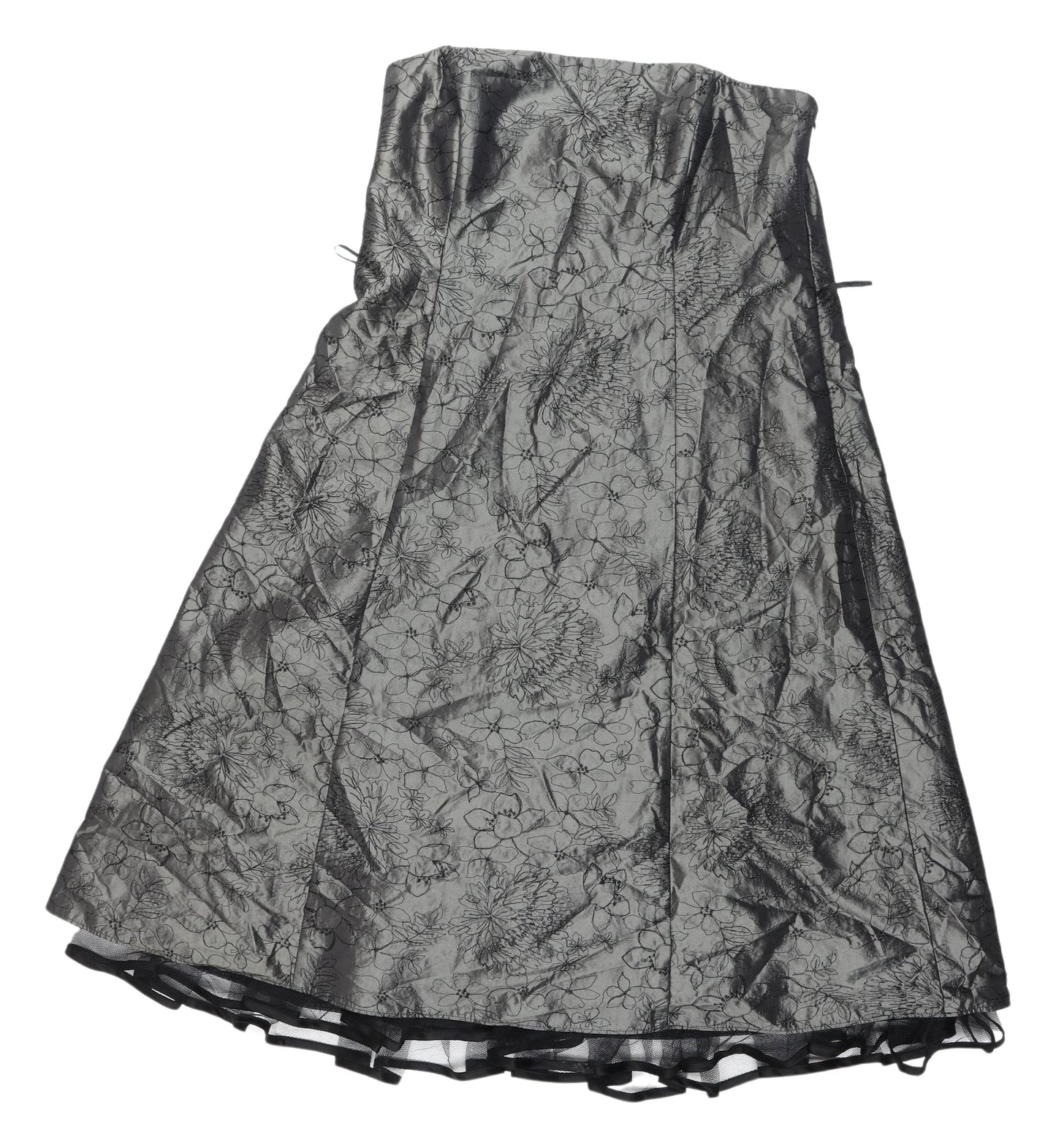 Debenhams Women's Grey A-Line Strapless Dress Size 16