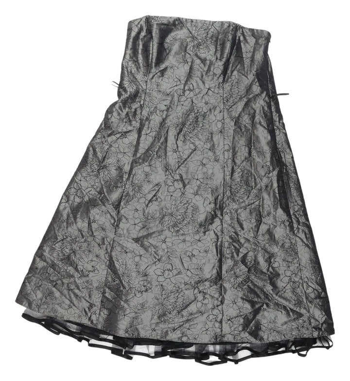 Debenhams Women's Grey A-Line Strapless Dress Size 16