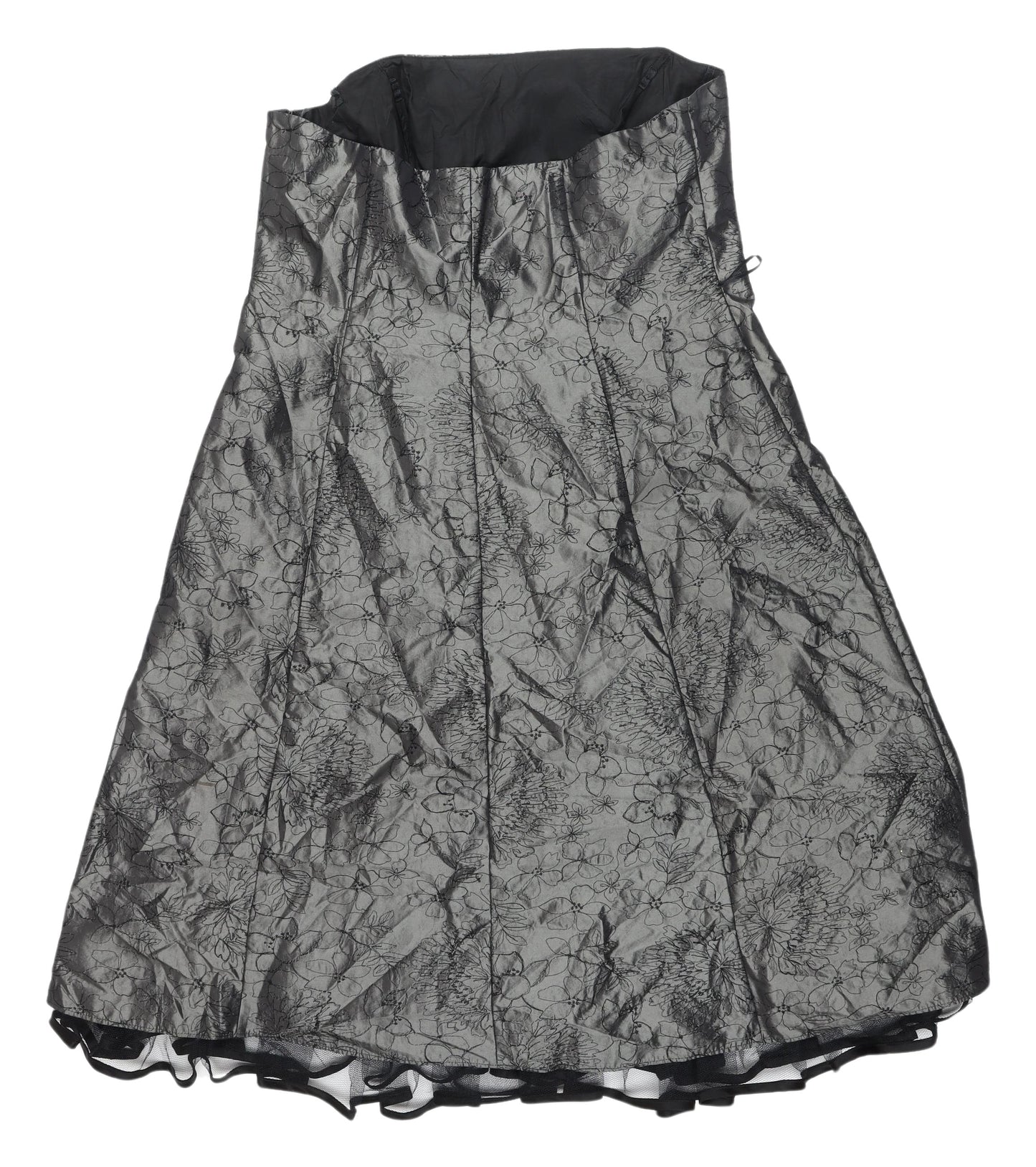 Debenhams Women's Grey A-Line Strapless Dress Size 16