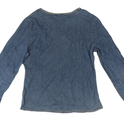 Dorothy Perkins Women's Blue Embroidered Top Size 14