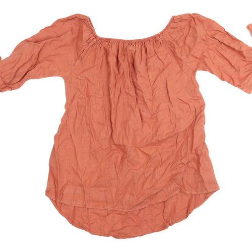 Cosset Women's Orange Linen Tunic Blouse - Medium