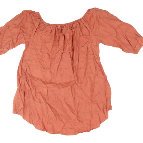 Cosset Women's Orange Linen Tunic Blouse - Medium