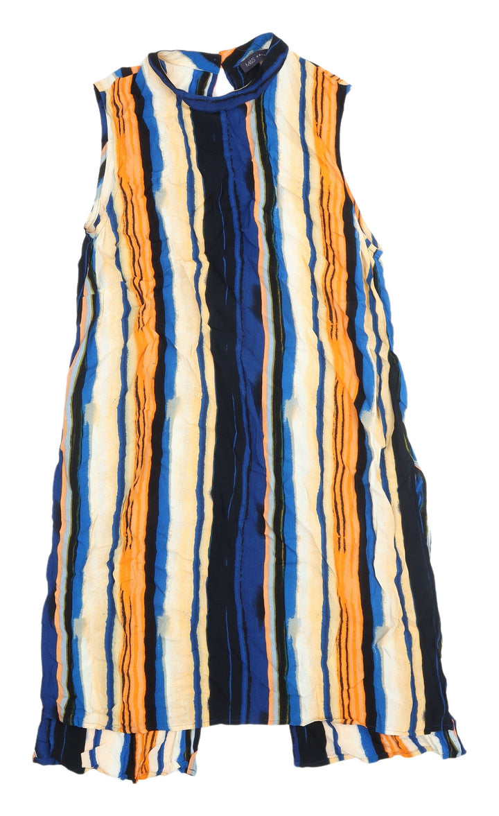 Marks and Spencer Women's Multicoloured Striped Open Back Tunic Blouse UK 12
