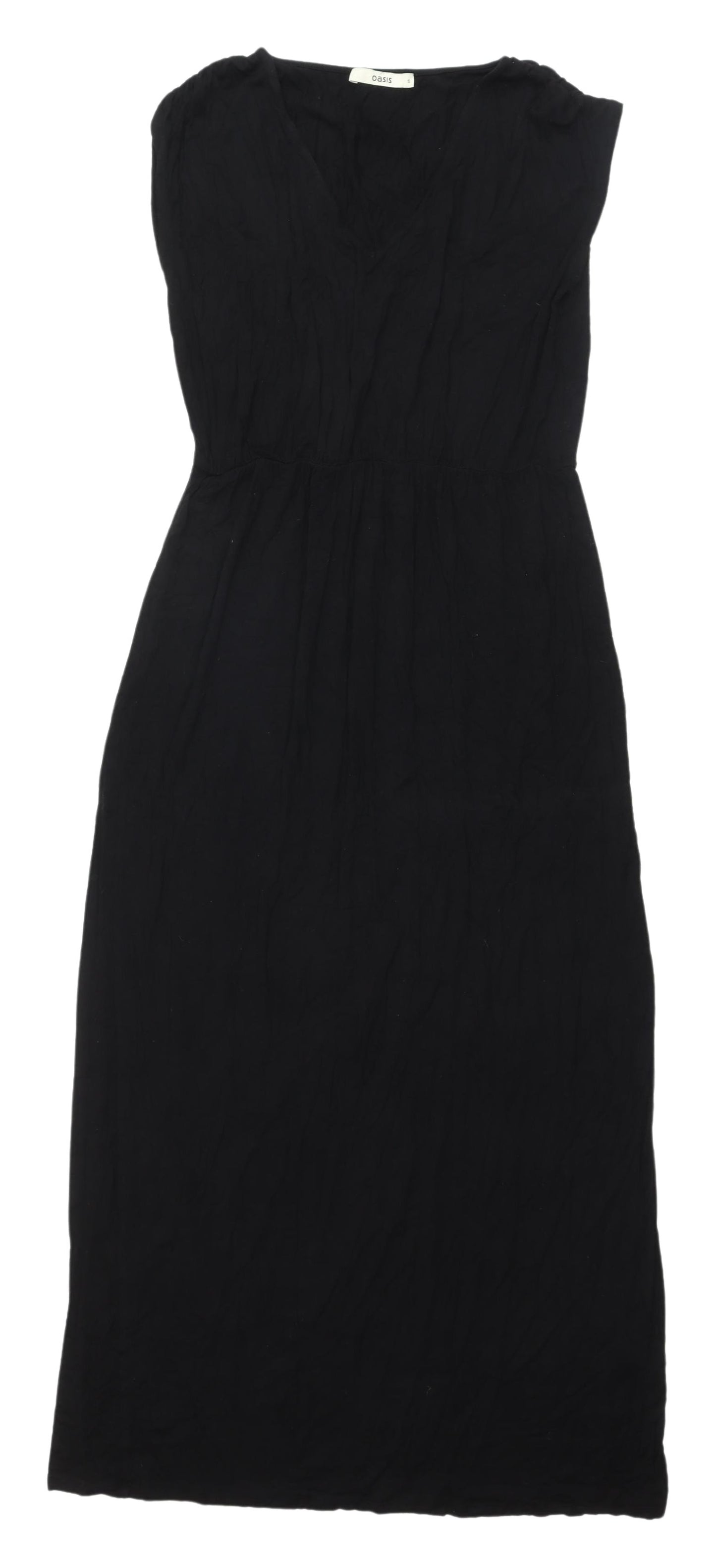 Oasis Black Sheath Midi Dress S Women V-Neck