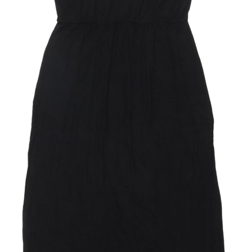 Oasis Black Sheath Midi Dress S Women V-Neck