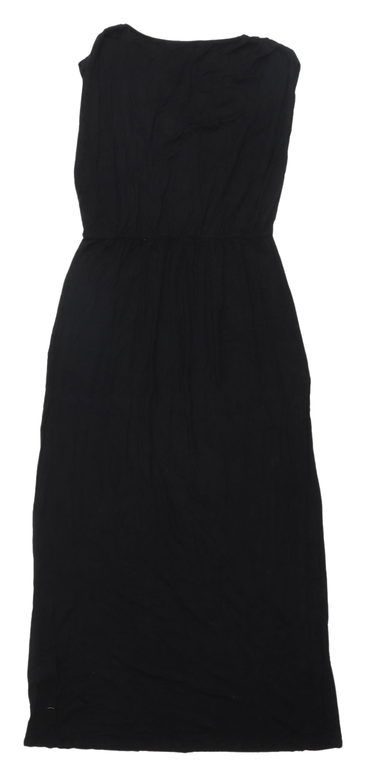 Oasis Black Sheath Midi Dress S Women V-Neck