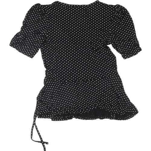 New Look Women's Black Polka Dot Wrap Blouse Size 8
