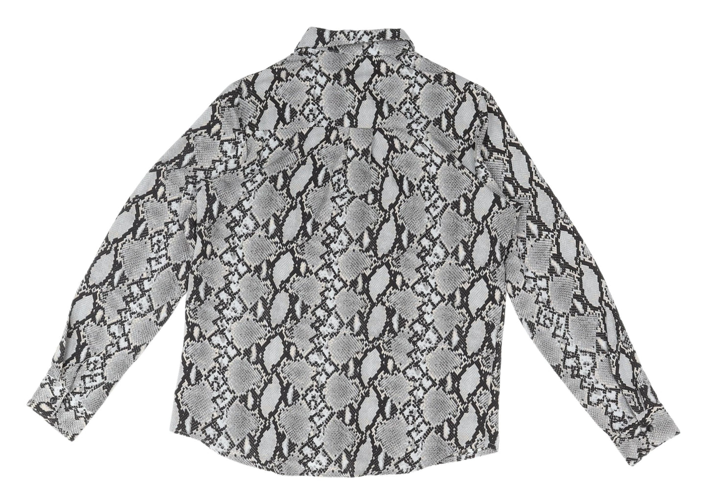 New Look Women's Grey Animal Print Button-Up Shirt Size 10