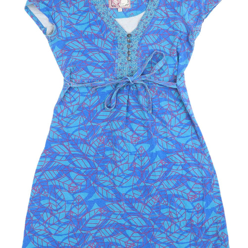 Mantaray Women's Blue Geometric Jersey Dress 12