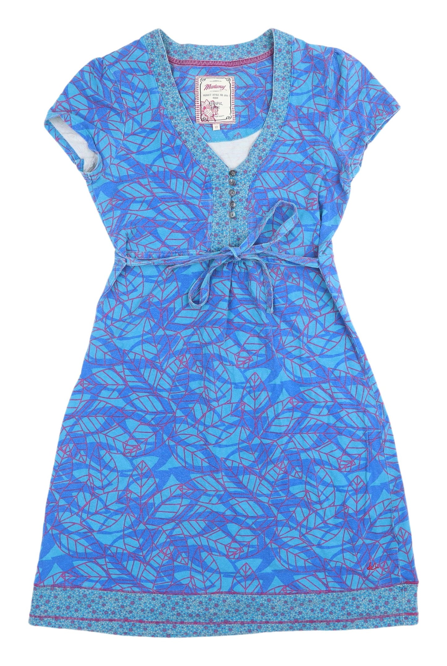 Mantaray Women's Blue Geometric Jersey Dress 12