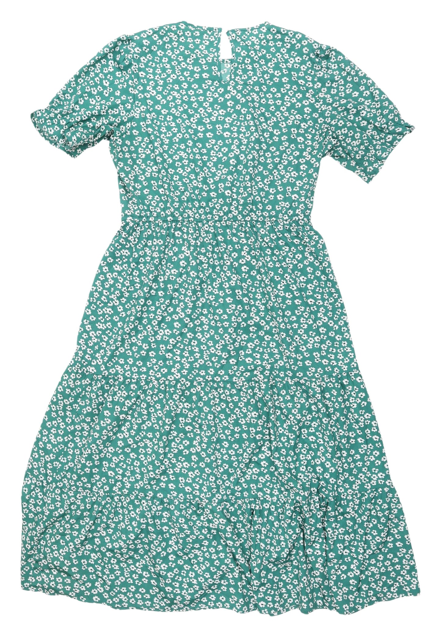 Boohoo Green Floral Midi Dress - Size 14 - Women's A-Line