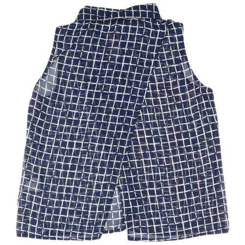 Golden Days Women's Blue Check Sleeveless Button-Up Top
