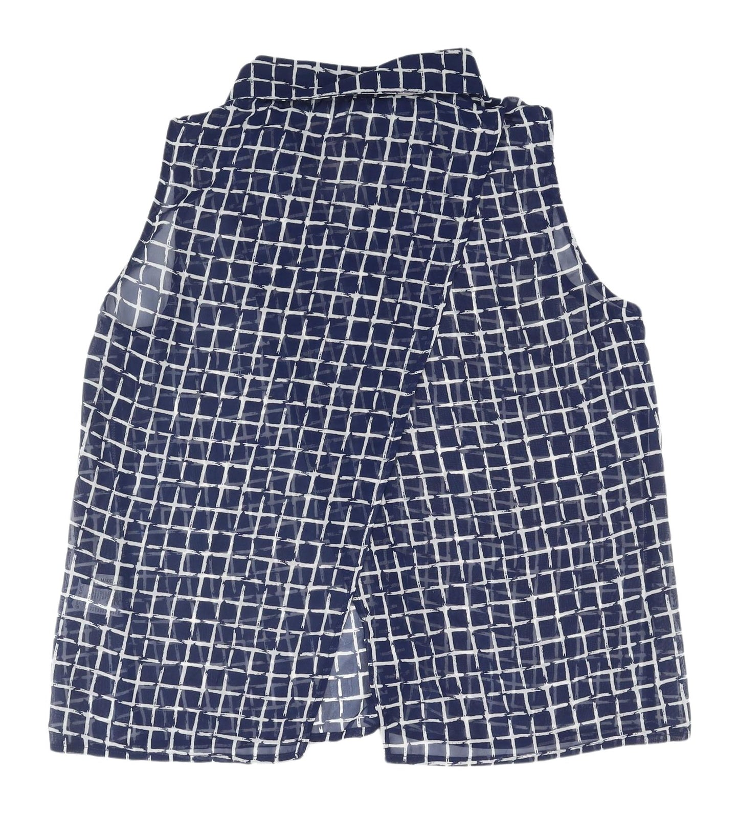 Golden Days Women's Blue Check Sleeveless Button-Up Top