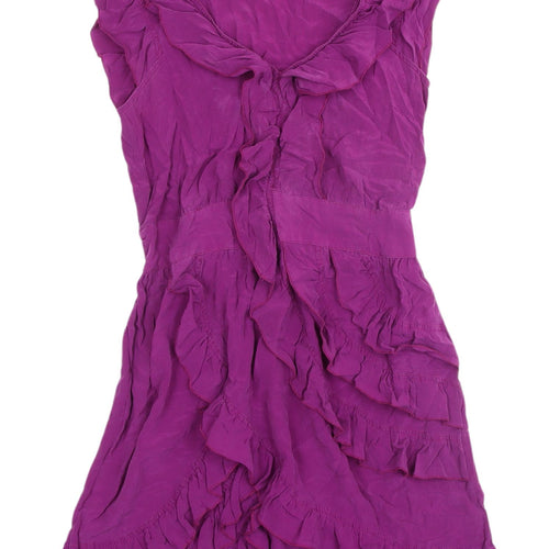 Warehouse Purple Silk Sleeveless Shift Dress Size 12