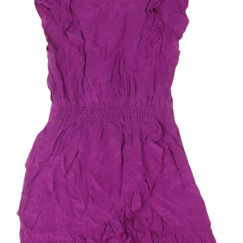 Warehouse Purple Silk Sleeveless Shift Dress Size 12