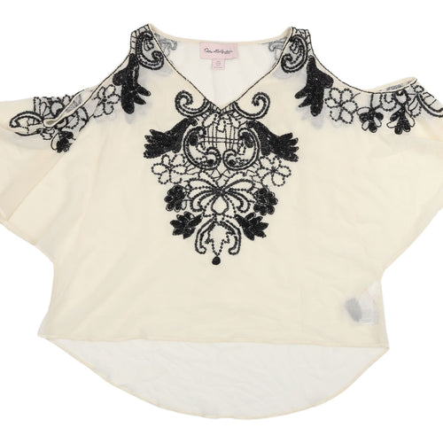 Miss Selfridge Women Ivory Cold Shoulder Blouse
